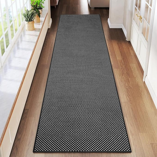 2x8 ft Runners for Hallways Extra Long Woven Washable Kitchen Runner Mat Rugs Non Slip, Soft Entryway Laundry Hall Floor Runner Carpet for Bedroom Hallway Living Room, Black