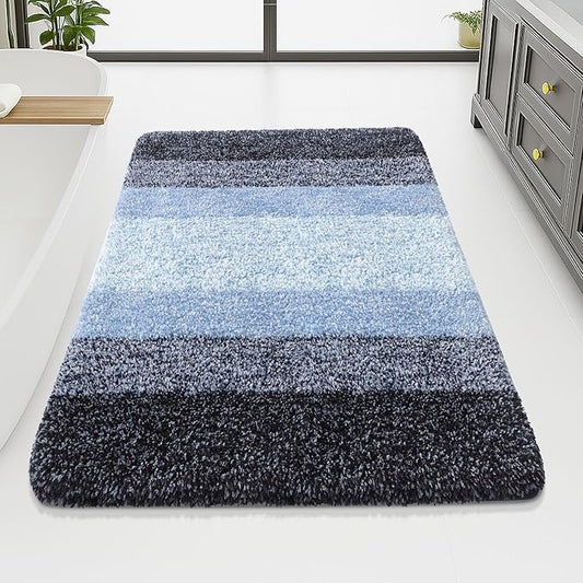 Arotive Microfiber Bathroom Rugs, Shaggy Soft and Absorbent Bath Rug, Non-Slip, Thick Plush Machine Washable Dry Bath Mats for Bathroom, Tub and Shower, 70x46, Blue, Rectangular