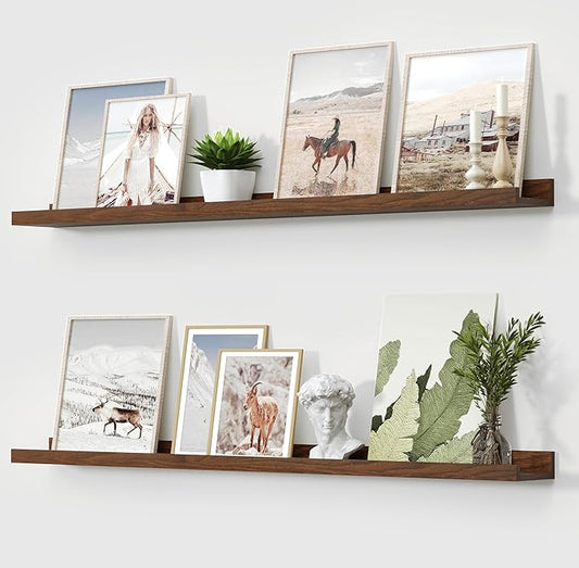 Vivelove Picture Ledge Shelf, Floating Shelves, 48 Inches Long Large Nursery Book Shelves for Nursery Storage, Bookshelf Wall Mounted for Living Room Bedroom Decor Books Photo Frames