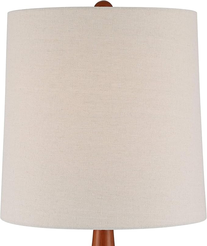 360 Lighting Andi 25" High Mid Century Modern 3-Way Table Lamp Green Ceramic Wood Finish Single Fabric White Shade Cottage Core Living Room Bedroom Bedside Nightstand House Office Colors May Vary