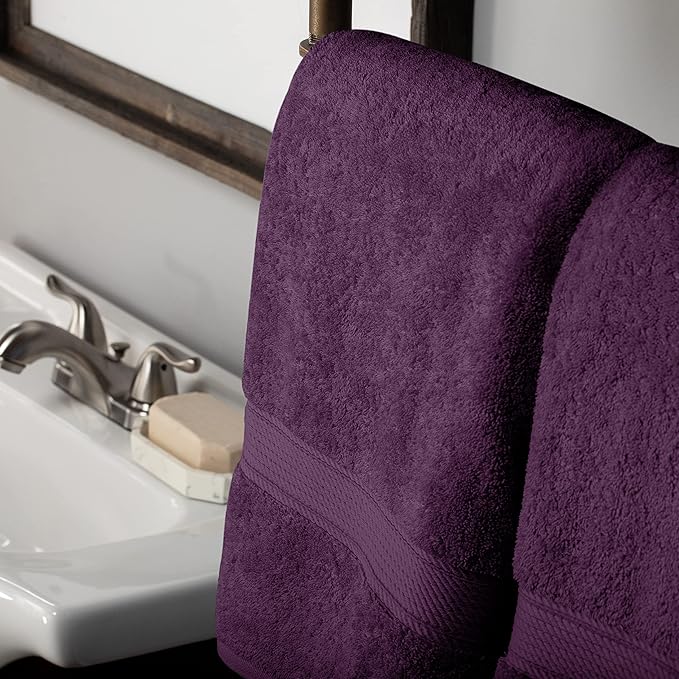 Superior Egyptian Cotton Pile 10 Piece Towel Set, Includes 2 Bath, 4 Hand, 4 Face Towels/Washcloths, Ultra Soft Luxury Towels, Thick Plush Essentials, Guest Bath, Spa, Hotel Bathroom, Plum