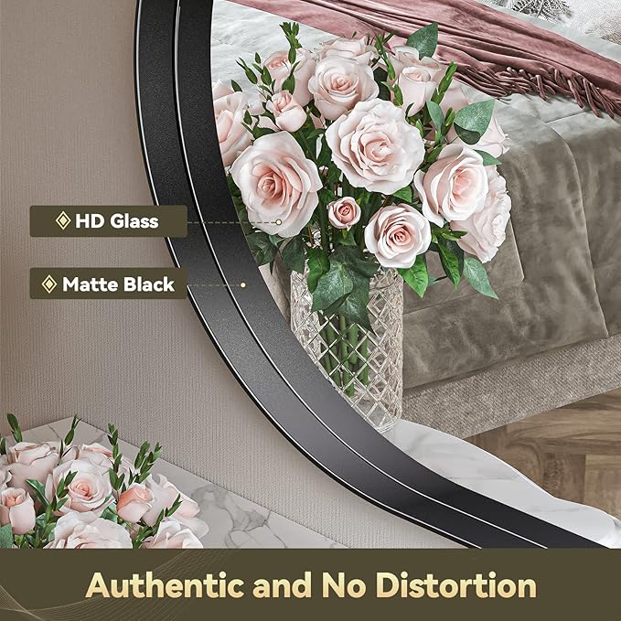 Brightify Black Oval Mirror for Wall 30x42 Inch, Metal Framed Bathroom Vanity Mirrors, Modern Pill Mirror for Bedroom Living Room Wall Decorative Hang Vertical and Horizontal