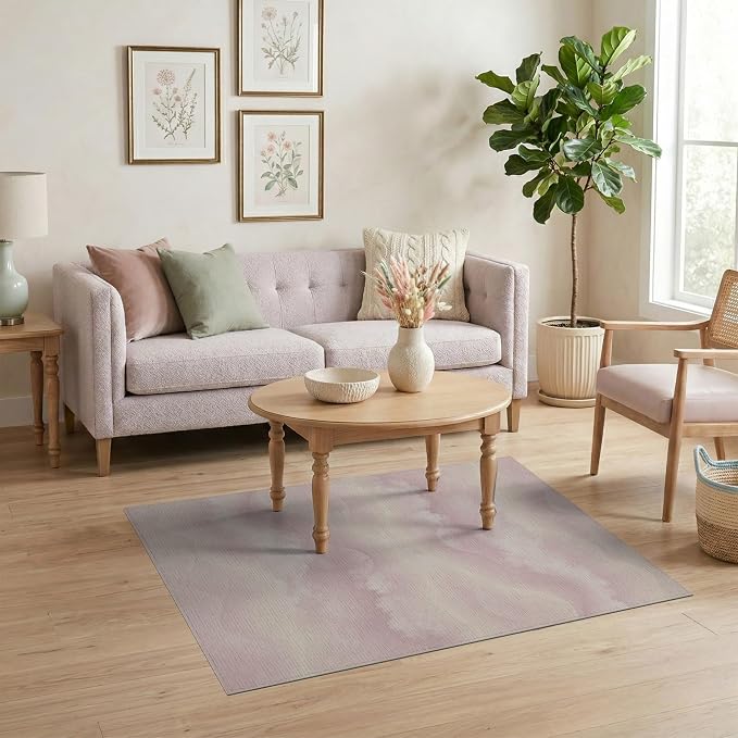 4'x6' Washable Watercolor Cloud Accent Rug, White Non-Shedding Small Carpet for Playroom, Bedroom, Reading Nook, Pet Friendly & Kids Safe Play Mat | Ref:2208257