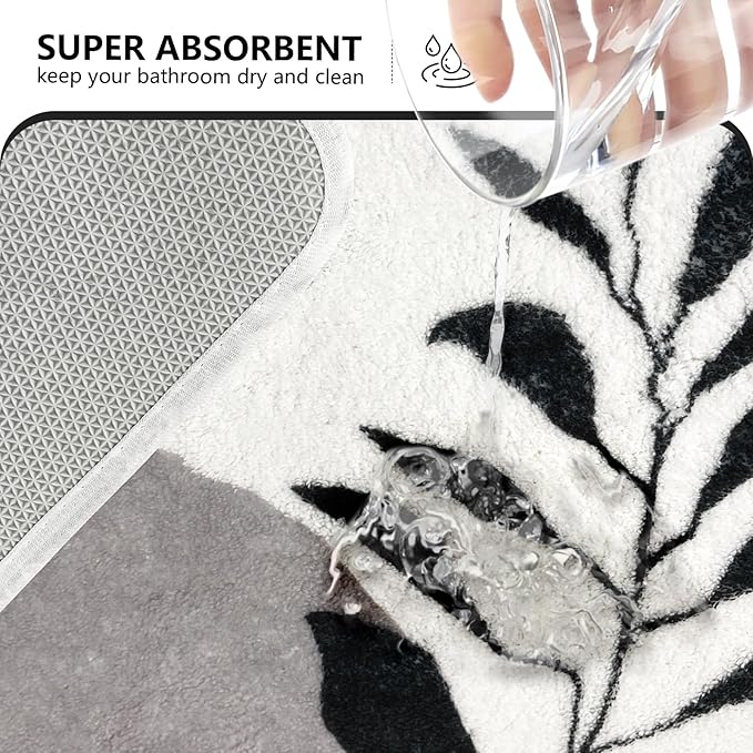APROPHIC 20"X30" Boho Bath Rugs for Bathroom Decor Non-Slip Bath Mat Absorbent Plush Microfiber Soft Carpet Machine Washable Bath Mat for Bathrooms,Showers,Laundry Rooms,White and Black