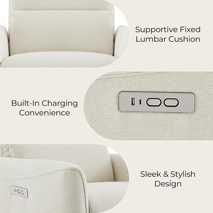 CHITA Oversized Power Recliner Chair Swivel Glider for Big and Tall, FSC Certified Living Room Nursery Rocking Chair with Lumbar Support, Linen