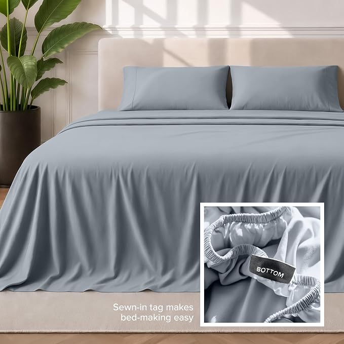 Bare Home Twin XL Sheet Set - 1800 Ultra-Soft Microfiber Twin Extra Long Bed Sheets - Double Brushed - Deep Pockets - Easy Fit - 3 Piece Set - Bedding Sheets & Pillowcases (Twin XL, Steel Blue)
