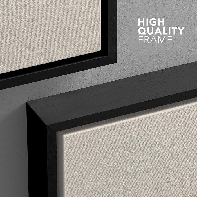 wall26 Framed Canvas Print Wall Art Set Minimalist Geometric Landscape Neutral Illustrations Fine Art Decorative Rustic for Living Room, Bedroom, Office - 24"x36"x3 Black