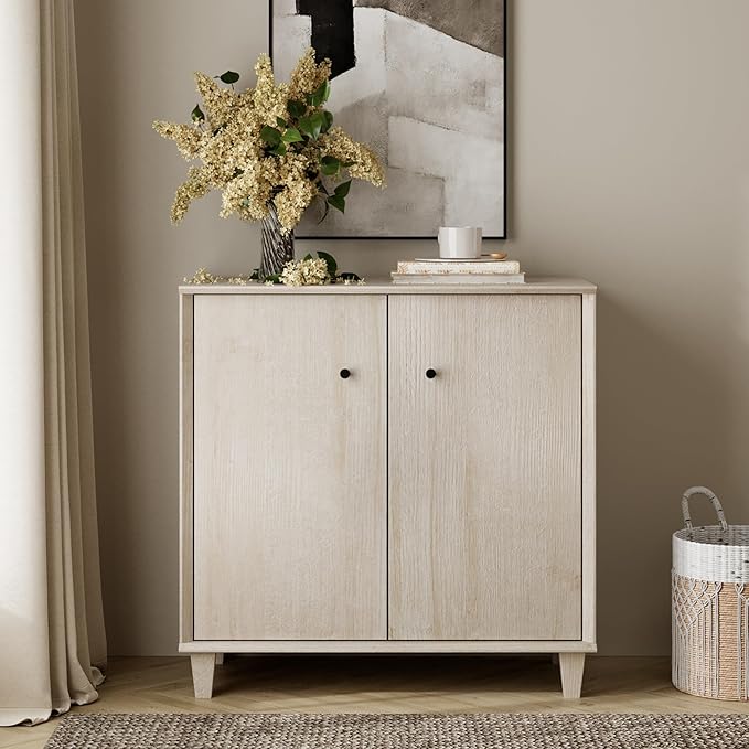 Sideboards Buffet Cabinet Wide Credenza Buffet Table with Adjustable Shelf, Modern Kitchen Accent Cabinet with Storage Compartments for Dining Room Living Room, Hallway, Light Oak