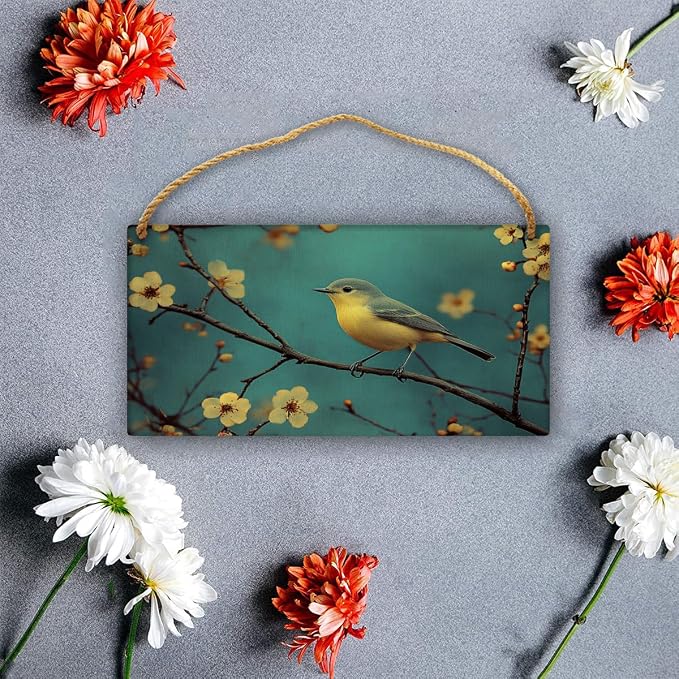 Whimsical Bird Wood Art, Vintage 12x6 Inch Wooden Sign, Perfect for Nature Lovers & Nostalgic Home Decors