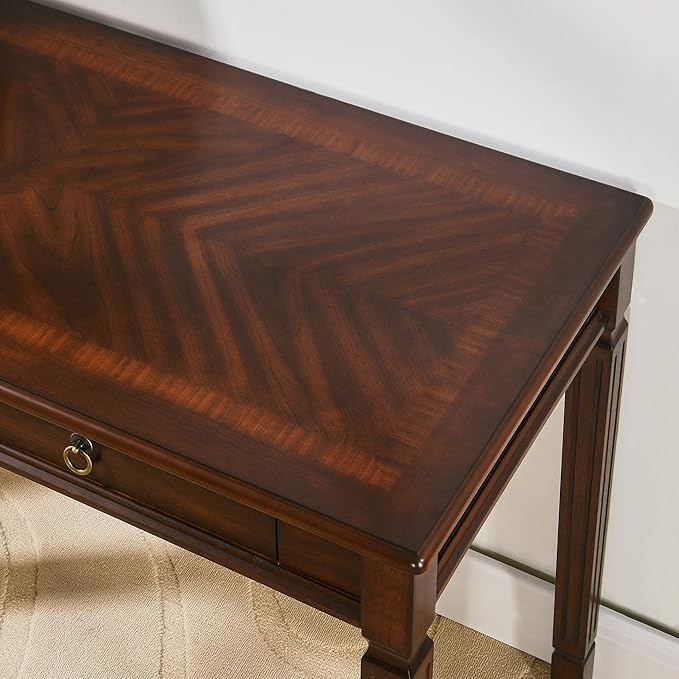 Solid Wood Writing Desk, Home Office Desks with 2 Storage Drawers, 46.1" Mid-Century Modern Walnut Tables, Secretary Desk for Home Office, Easy Assembly Vanity Desk, Study Table Station BSZD1258