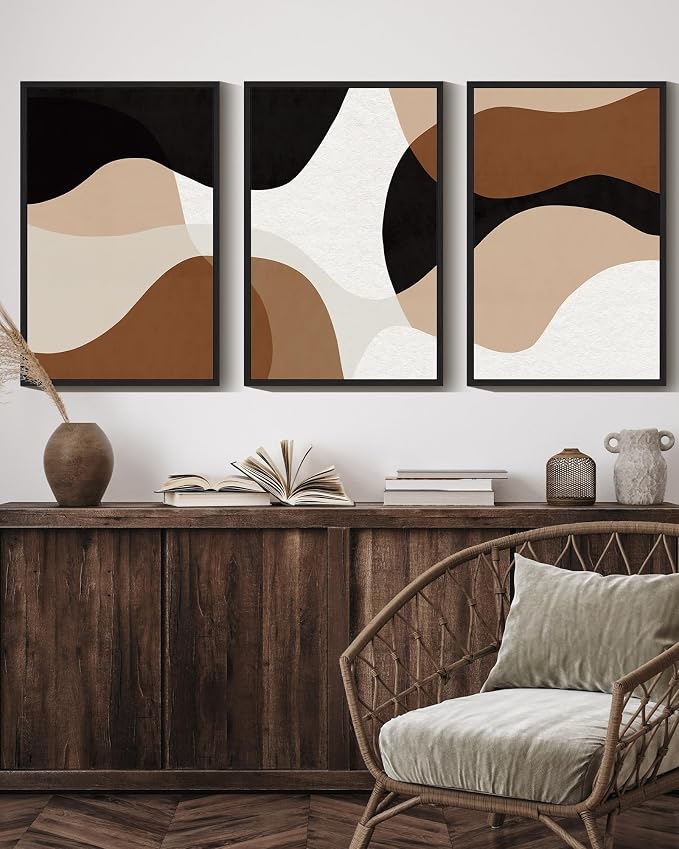 Drsoum Large 16x24in Black Abstract Framed Wall Art Decor Minimalist Geometry Prints Shapes Illustrations Modern Art Decorative Ready to Hang - Black Framed