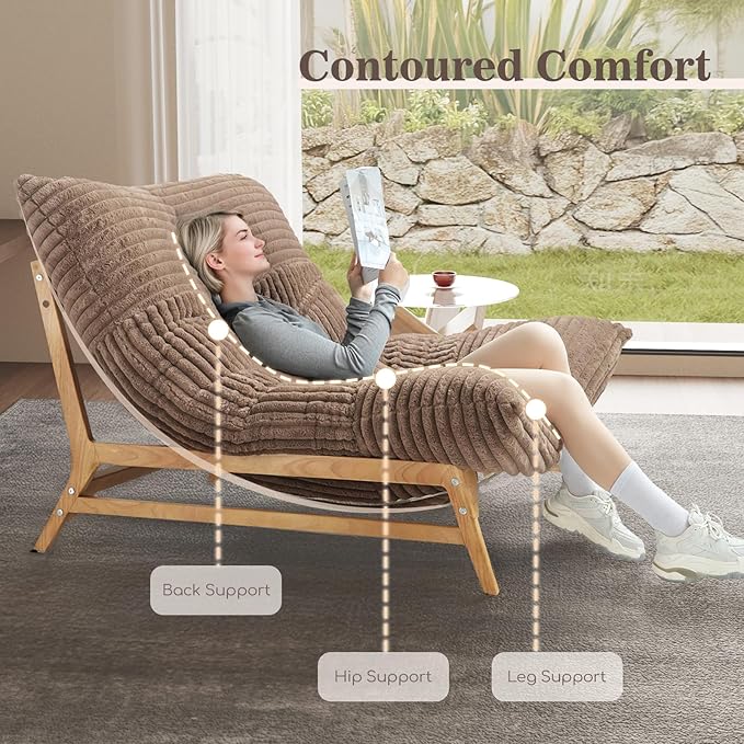 WJShome Oversized Chaise Lounge Chair,47.24" Accent Chair,Sleeper Sofa Bed for Living Room,Comfy Recliner Loveseat Couch with Removable Upholstered for Reading Bedroom (Brown)