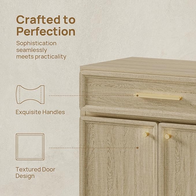 SICOTAS Buffet Cabinet with Storage Large Accent Storage Cabinet with Doors and Shelves 60" Modern Farmhouse Sideboard Credenza Buffet Table Coffee Bar for Living Room Kitchen Dining Room Entryway