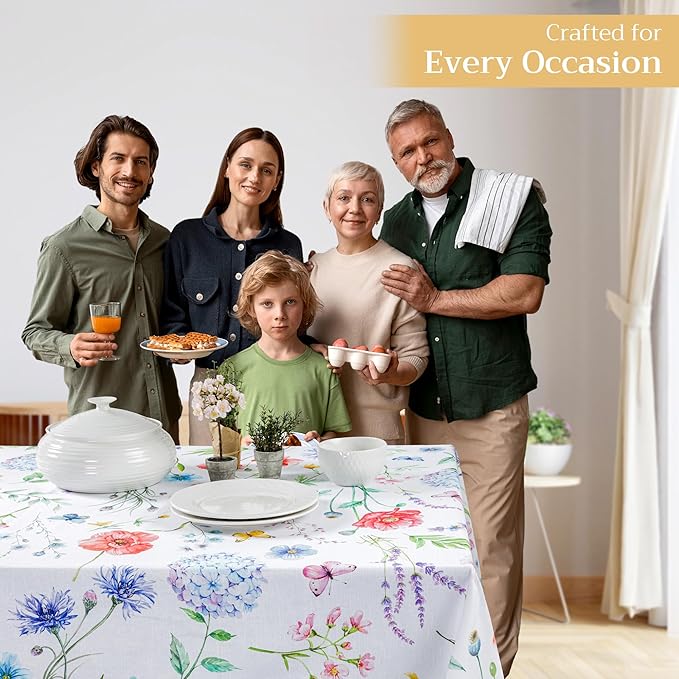 Maison d' Hermine Table Cloth Rectangle Table 100% Cotton 60 x 108 Inches Tablecloth Reusable Decorative for Dining Room Farmhouse Home Valentines Day Decorations Spring Summer - Just Floral