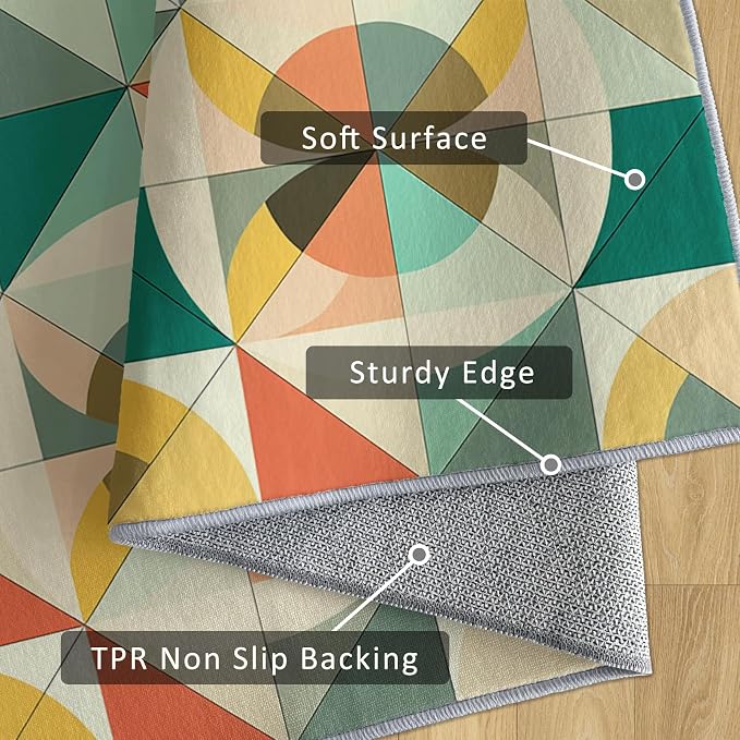 Mid Century Modern Rug 5x8 Checkboard Geometric Checkered Pattern Area Rugs for Living Room, Bedroom, Mid Century Modern Home Decor Accessories Indoor Carpet, Non Slip & Machine Washable