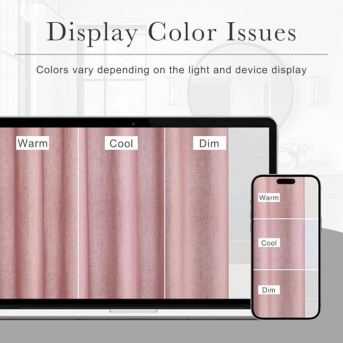 KGORGE Linen Fabric Shower Curtains-Semi Sheer Button Hole Lightweight Waterproof Privacy Linen Blend Shower Curtains Sets for Bathroom Bathtub with 12 Hooks, 72 x 84 inches Long, Dusty Pink, 1 Panel