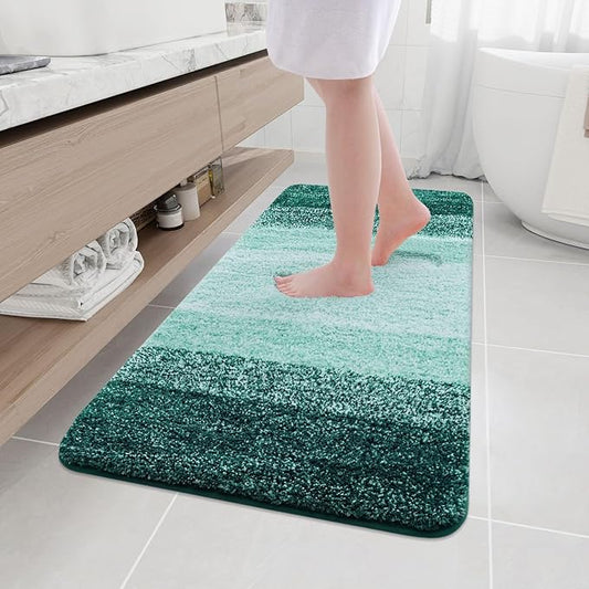 Arotive Microfiber Bathroom Rugs, Shaggy Soft and Absorbent Bath Rug, Non-Slip, Thick Plush Machine Washable Dry Bath Mats for Bathroom, Tub and Shower, 47x24, Dark Green, Rectangular