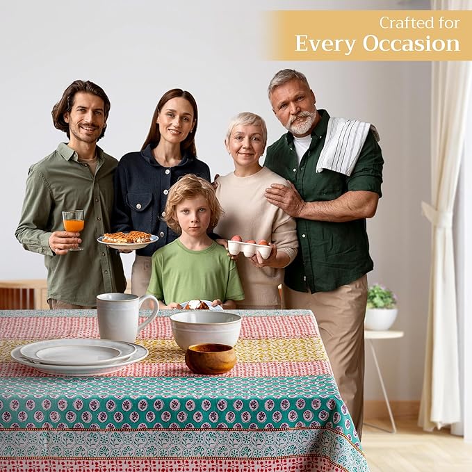Maison d' Hermine Table Cloth Rectangle Table 100% Cotton 60 x 90 Inches Tablecloth Reusable Decorative for Dining Room Farmhouse Home Valentines Day Decorations Spring Summer - Provence