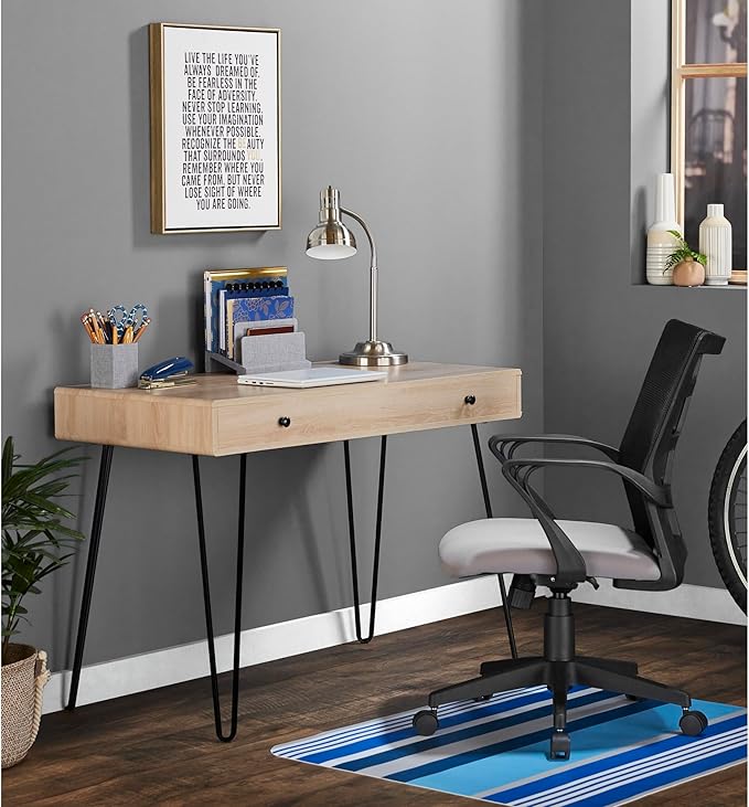 Realspace® Callay 42" W Writing Desk, Blonde Oak/Black