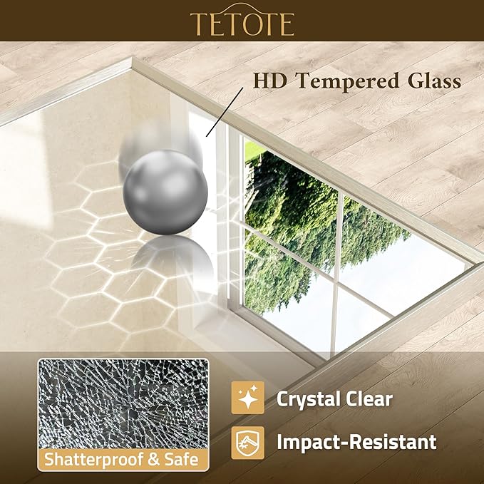 TETOTE Bathroom Mirror for Over Sink Brushed Nickel Beveled Frame 42" x 36" Rectangle Bathroom Vanity Wall Mirror, Tempered Glass, Stronger Frame, Modern Farmhouse Bedroom, Entryway, Living Room