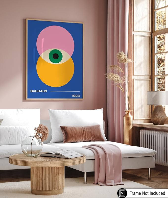Poster Master Bauhaus Poster - Eye Print - Layered Circles ART - Graphic Design - Geometric Style - Chic Boho ART - Mid Century Modern - Living Room or Bedroom Decor - 24x32 UNFRAMED Wall Decor
