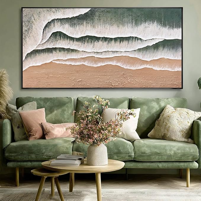 SOUGUAN Line Canvas Wall Art Beach Decorative Pictures Contemporary Poster 29"x58" Large Painting for Living Room Artwork for Bedroom