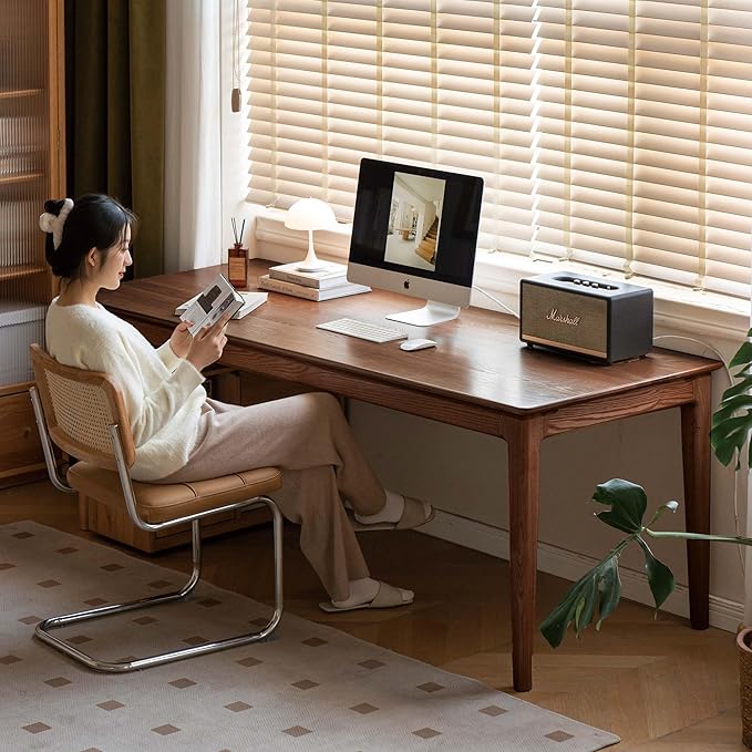YESWOOD Rectangular Solid Wood Home Office Desk, Modern Dining Table, Writing Computer Desk for Sturdy, Dining Room, Living Room, Office 47.24" W
