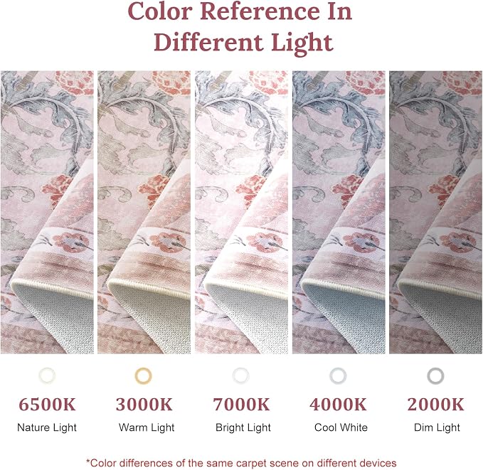 AMTOVO 5x7 Washable Area Rugs for Living Room, Vintage Boho Floral Distressed Print Non-Slip Carpet, Soft Colorful Accent Rug for Bedroom Girls Room Indoor Nursery Dining Room Playroom Farmhouse, Pink