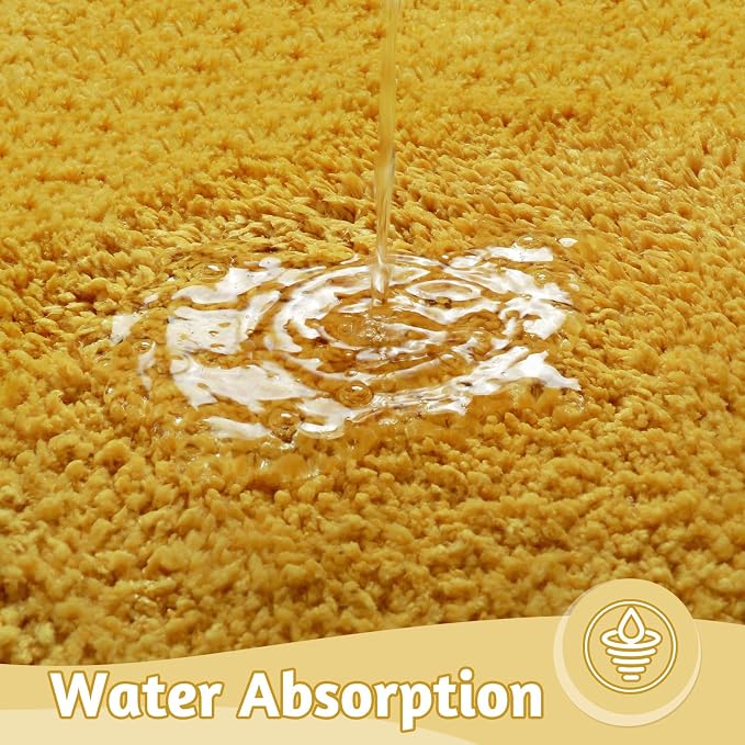 Uphome Bath Mats for Bathroom, Soft Shaggy Microfiber Absorbent Bathroom Rug Non Slip, 18x26 Cute Scalloped Machine Washable Bathroom Mat for Shower, Floor, Tub, Sink, Yellow