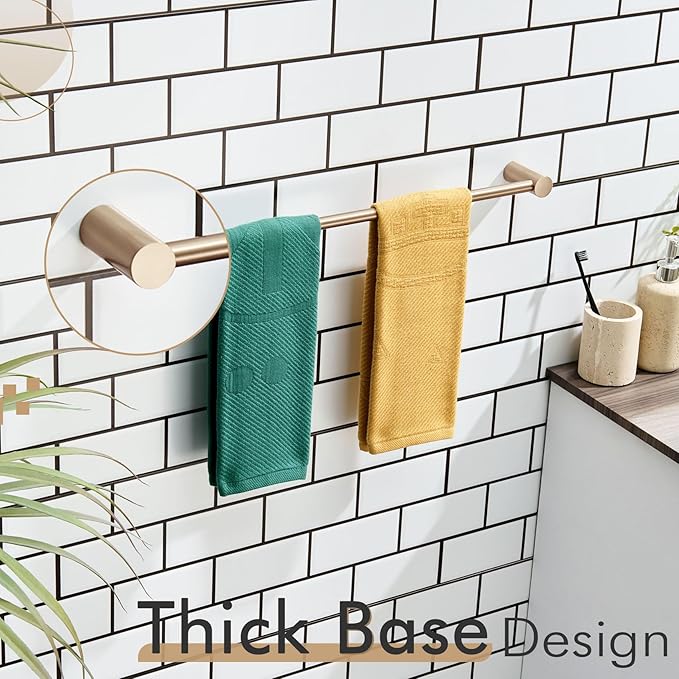 KOKOSIRI Bathroom Towel Rack Wall Mounted 24'' Bath Towel Bar Holder for Bathroom Hardware Accessories Champagne Bronze Stainless Steel, B4007CPG-L24