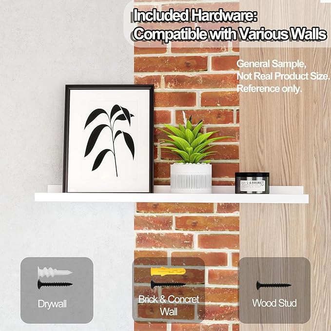 White Floating Shelves for Wall Decor, Long Wall Mounted Storage Shelf for Bedroom, Living Room, Bathroom, Kitchen, Nursery, Display Picture Ledge Shelf with Lip Set of 2-71 Inches, White