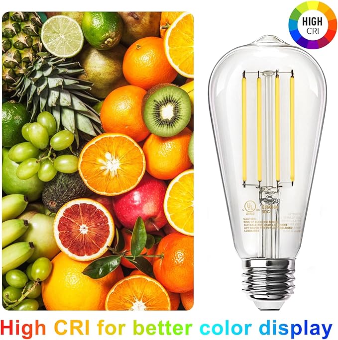 TJOY 10 Pack Vintage 8W ST58 LED Edison Light Bulbs, Dimmable, 60W Equivalent, 800Lumens, 2700K Warm White, E26 Base LED Filament Bulb, CRI80+, Antique Glass Style for Home, Bedroom, Office, Farmhouse