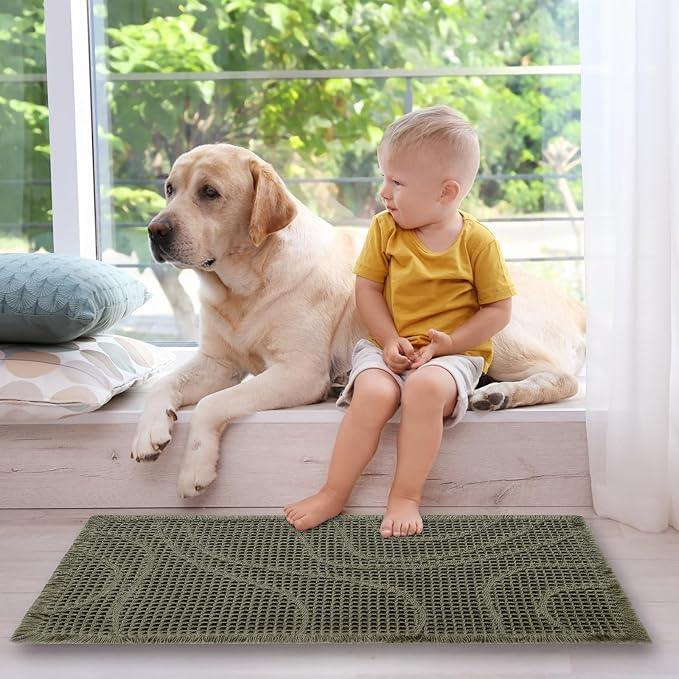 ZALL Grey Waffle Bath Mat,Super Absorbent Non Slip Bathroom Rug,Gray 18x30inch,Machine Washable Ultra Soft Floor Mats