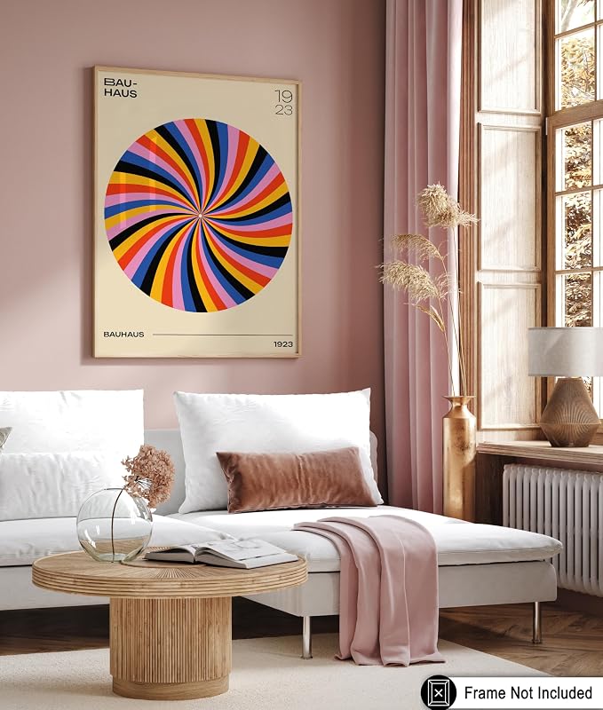 Poster Master Bauhaus Poster - Spiral Colors Print - Geometric ART - Abstract ART - Psychedelic Style - Chic Boho - Mid Century Modern - Living Room or Bedroom Decor - 11x14 UNFRAMED Wall Decor