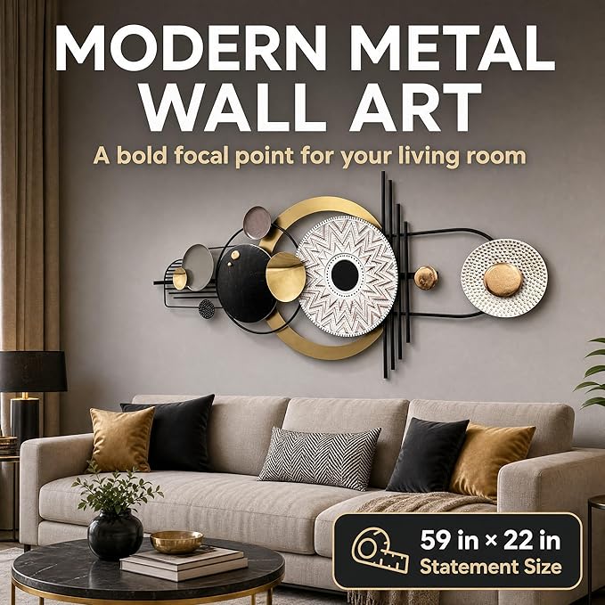 JFUJFU Large Modern 3D Wall Art - Black White & Gold Textured Abstract Wall Sculpture for Home Office & Bedroom Decor