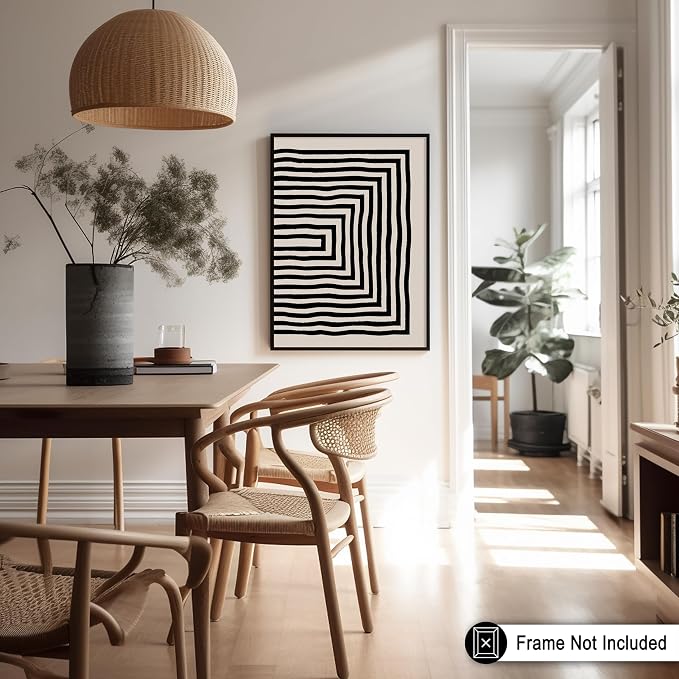 Poster Master Japanese Ink Poster - Rectangle Tunnel Print - Geometric Illustration - Abstract Illustration - Line Artwork - Mid Century Modern Art - Minimal Living Room Design - 16x20 UNFRAMED Wall decor