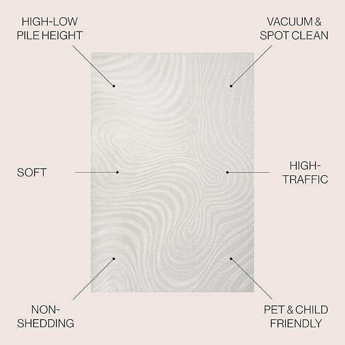 JONATHAN Y Maribo High-Low Abstract Striped Cream/Ivory 10x14 Indoor/Outdoor Area Rug, Pet Friendly, Non-Shedding, Stain Resistant, Easy-Cleaning for Backyard, Patio (SCN103A-14)
