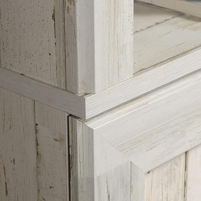 Sauder Select Book Shelf, Bookshelf with Storage, Library Bookcase with Doors and Adjustable Shelves, in White Plank
