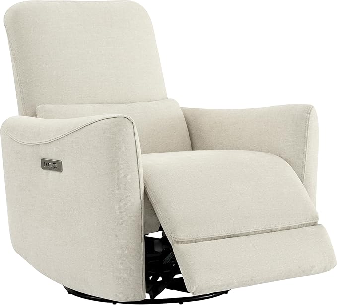 CHITA Oversized Power Recliner Chair Swivel Glider for Big and Tall, FSC Certified Living Room Nursery Rocking Chair with Lumbar Support, Linen