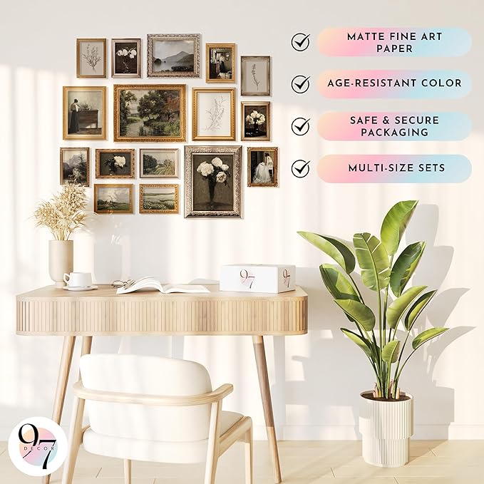 97 Decor LARGE 11X14 Vintage Wall Art Prints - Large Vintage Prints for Wall Decor Aesthetic, French Botanical Nature Posters Antique Landscape Painting, Moody Gallery Wall Art Set For Bedroom (Unframed)