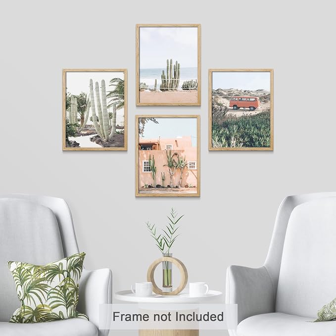 SIGNWIN Adhesive Canvas Poster Southwest Road Trip Mexican Architecture Cactus Desert Nature Wilderness Photography Modern Art Decorative Zen Relax/Calm Multicolor Scenic for Bedroom - 8"x10"x 4
