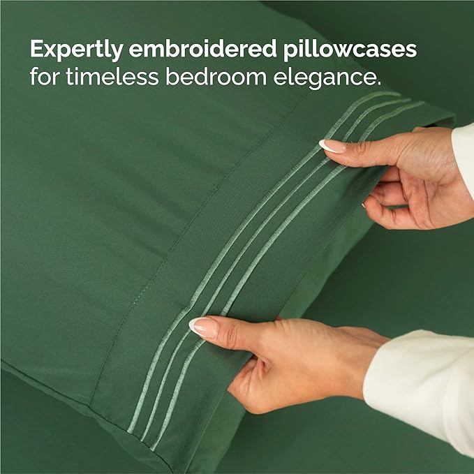 King Size 4 Piece Sheet Set - Comfy Breathable & Cooling Sheets - Hotel Luxury Bed Sheets for Women & Men - Deep Pockets, Easy-Fit, Soft & Wrinkle Free Sheets - Emerald Green Oeko-Tex Bed Sheet Set