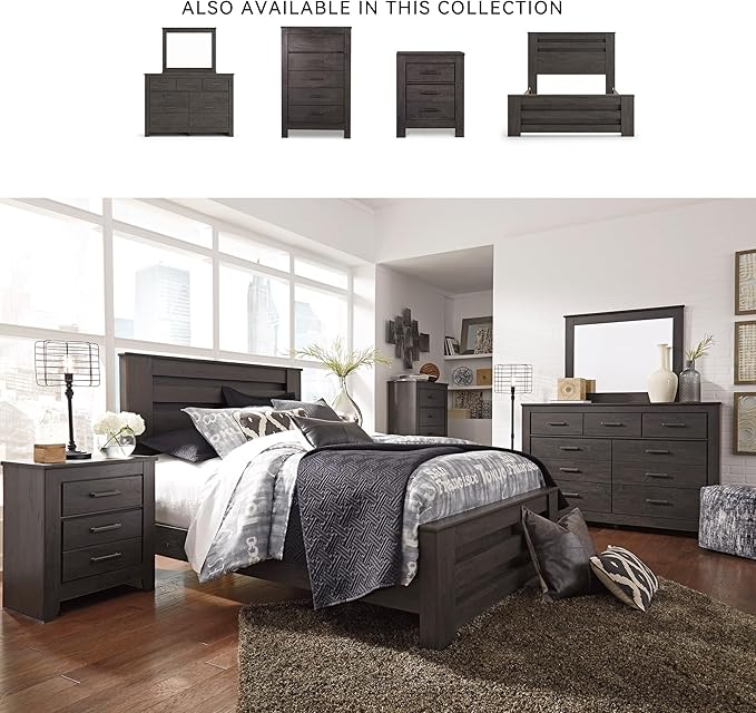 Signature Design by Ashley Brinxton Urban Smooth-Gliding 7-Drawer Dresser and Mirror with Safety Stop, Gray