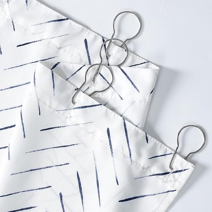 jinchan Extra Long Blue and White Shower Curtain Inky Herringbone Chevron Zig Zag Waterproof Fabric Modern Farmhouse Shower Curtains for Bathroom with 12 Hooks 70x84 Inches