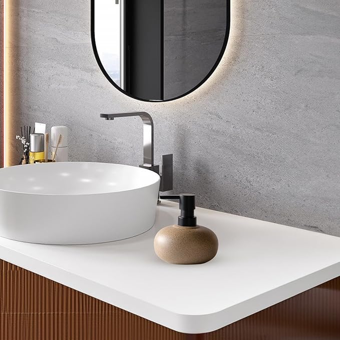 Ceramic Pump Dispenser 300ml, Stone Texture Minimalist Soap Lotion Bottle for Body Wash, Hand Soap, Conditioner, Shampoo
