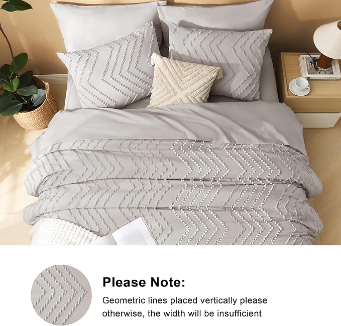 Litanika Linen Queen Size Comforter Set with Sheets - 7 Pieces Bed in a Bag Queen Boho Tufted Complete Bedding Sets with Comforter, Sheets, Pillowcases & Shams