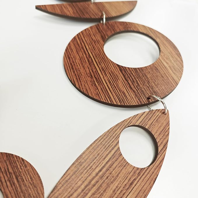 13PCS Retro Mid Century Modern Wall Art MCM Decor for Living Room Bedroom Kitchen Study, Walnut Wood Texture 16.5"x51.3"
