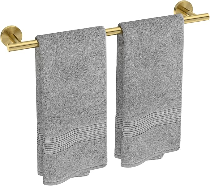 USHOWER Light Gold Towel Bar, 24-Inch Towel Racks for Bathroom Wall-Mounted, SUS304 Stainless Steel Towel Rod (Total Length 26-Inch)