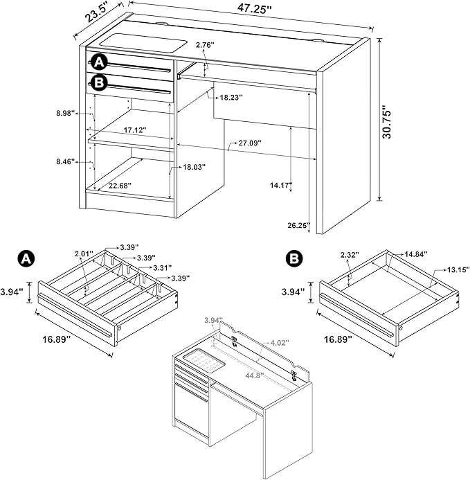 Coaster Home Furnishings - Halston - Engineered Wood - 47-Inch Computer Desk with Drawers, Door Cabinet & Lift-Top Storage, Tempered Glass Top, Contemporary Style - Home Office - Cappuccino - 800702