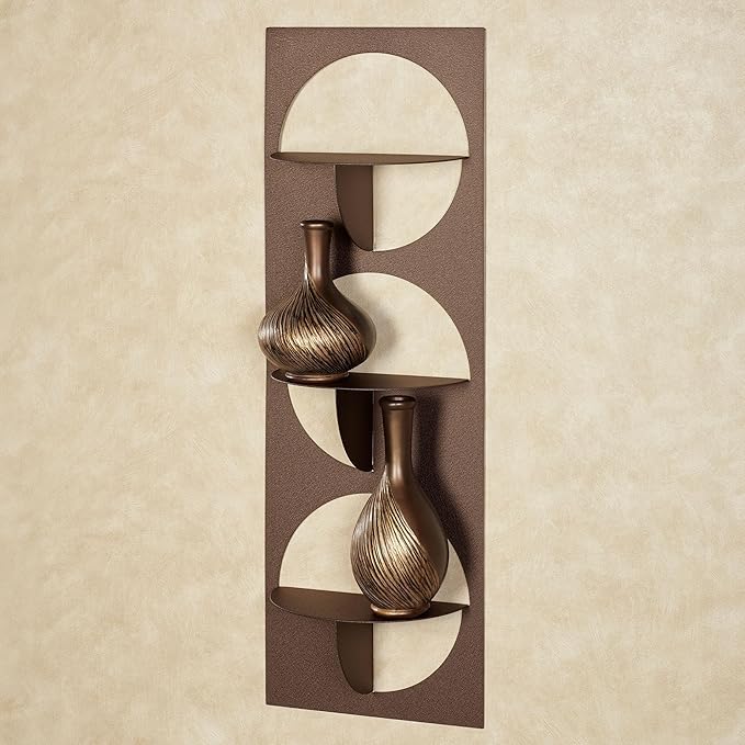 Touch of Class Corydon Vertical Modern Bronze Metal Wall Shelf with Three Shelves | Contemporary Style Shelving Decor for Bedroom, Living Room, Bathroom, Kitchen, Hallway, Entryway